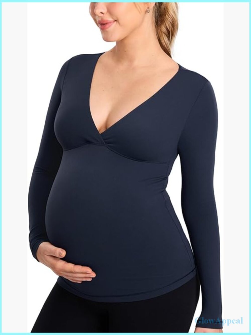 Maternity Nursing Top Long Sleeve Crossover Tee Slim Fit Soft Fabric